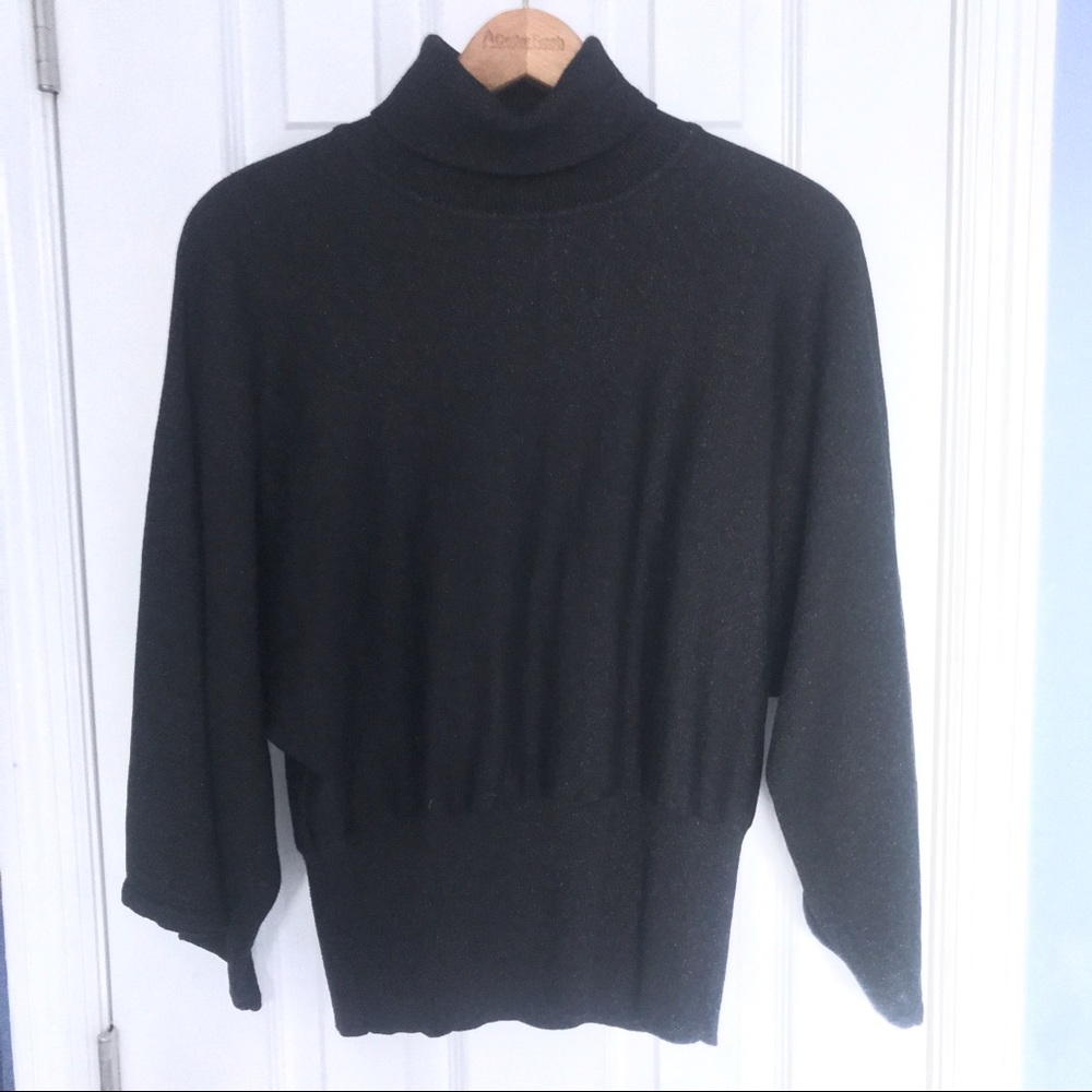 Chicos Black Sparkly Turtleneck Too